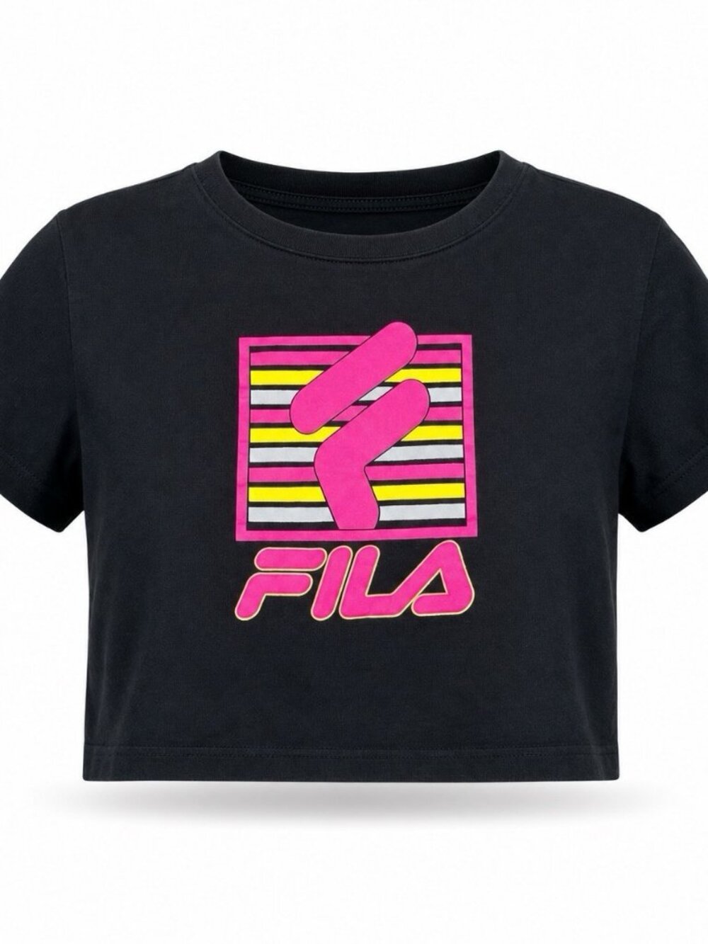 Fila Womens Black Crop Top T Shirt Top Logo Size S